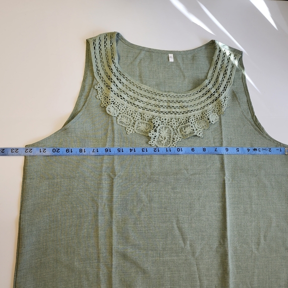 Boho Green Embellished Tank Top Plus Size 1X 2X - Picture 4 of 7